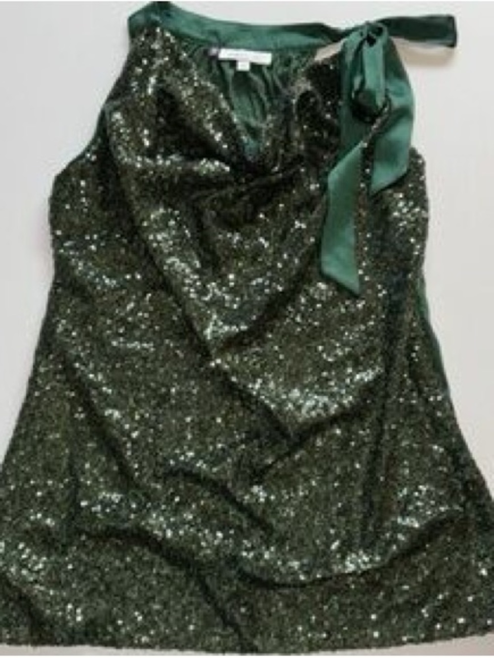 Jennifer Lopez Emerald Sequin Tie-Shoulder Tank NWOT